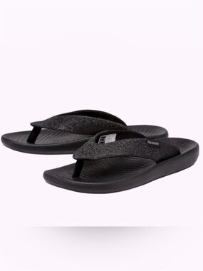 Hey Dude Meg Black Glitter Thong Flip Flop Sandals Size 9